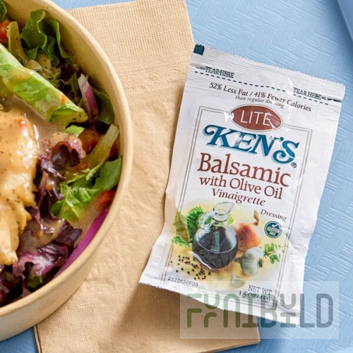 Ken's Foods 1.5 oz. Lite Balsamic with Olive Oil Vinaigrette Pouch - 60/Case