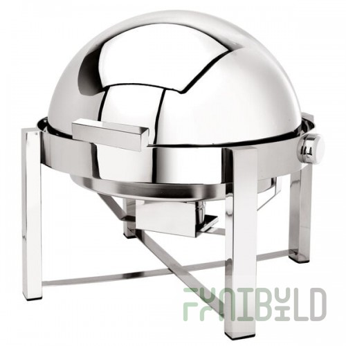 Eastern Tabletop 3148 P2 8 Qt. Round Stainless Steel Roll Top Induction / Traditional Chafer