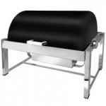 Eastern Tabletop 3148 P2 8 Qt. Round Stainless Steel Roll Top Induction / Traditional Chafer