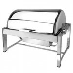 Eastern Tabletop 3148 P2 8 Qt. Round Stainless Steel Roll Top Induction / Traditional Chafer