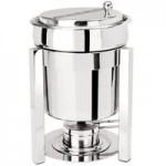 Eastern Tabletop 3148 P2 8 Qt. Round Stainless Steel Roll Top Induction / Traditional Chafer