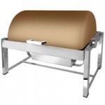 Eastern Tabletop 3148 P2 8 Qt. Round Stainless Steel Roll Top Induction / Traditional Chafer