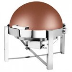 Eastern Tabletop 3148 P2 8 Qt. Round Stainless Steel Roll Top Induction / Traditional Chafer