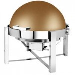 Eastern Tabletop 3148 P2 8 Qt. Round Stainless Steel Roll Top Induction / Traditional Chafer