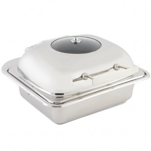 Bon Chef 20301 3.5 Qt. Small Square Stainless Steel Mini Induction Chafer with Glass Lid Bon Chef 20301 3.5 Qt. Small Square Stainless Steel Mini Induction Chafer with Glass Lid