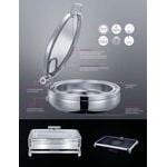 Bon Chef 22000 Magnifico 9.5 Qt. Rectangular Stainless Steel Hinged Top Full Size Induction Chafer with Glass Lid Bon Chef 22000 Magnifico 9.5 Qt. Rectangular Stainless Steel Hinged Top Full Size Induction Chafer with Glass Lid
