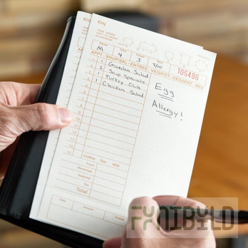 Choice 1 Part Tan and White Guest Check with Note Space, Beverage Lines, and Bottom Guest Receipt - 500/Pack