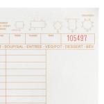 Choice 1 Part Tan and White Guest Check with Note Space, Beverage Lines, and Bottom Guest Receipt - 500/Pack