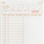 Choice 1 Part Tan and White Guest Check with Note Space, Beverage Lines, and Bottom Guest Receipt - 500/Pack