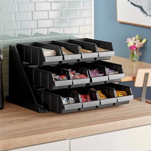 Cambro 12RS12110 Versa Black Self Serve 3-Tier Condiment Stand with 12