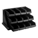 Cambro 12RS12110 Versa Black Self Serve 3-Tier Condiment Stand with 12