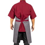 Uncommon Chef 3104 Slate Gray Customizable Poly-Cotton Rebel Bib Apron with Burgundy Webbing and 3 Pockets - 34