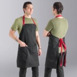 Uncommon Chef 3104 Slate Gray Customizable Poly-Cotton Rebel Bib Apron with Burgundy Webbing and 3 Pockets - 34