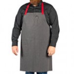 Uncommon Chef 3104 Slate Gray Customizable Poly-Cotton Rebel Bib Apron with Burgundy Webbing and 3 Pockets - 34