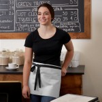 Choice White Waist Apron with Black Webbing and 3 Pockets - 12