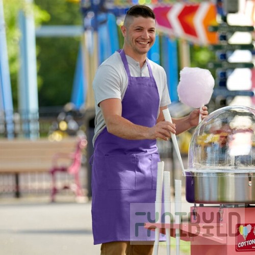 Choice Bright Purple Poly-Cotton Standard Bib Apron with 2 Pockets - 34