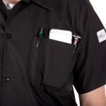 Mercer Culinary Millennia Air® Black Unisex Short Sleeve Cook Shirt with Full Mesh Back M60200BK - M