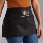 Choice Black Customizable Poly-Cotton Standard Waist Apron with 3 Pockets - 12 Choice Black Customizable Poly-Cotton Standard Waist Apron with 3 Pockets - 12