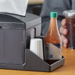 OneUp by Choice Smoke Black Tabletop Interfold Napkin Dispenser with Condiment Caddy