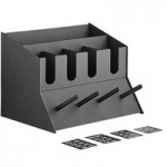 ServSense Black 3-Section Countertop Cup / Lid Organizer with Coffee Decals - 4 11/16