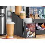 ServSense Black 3-Section Countertop Cup / Lid Organizer with Coffee Decals - 4 11/16
