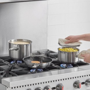 Vollrath 3820 Deluxe 6 Piece Induction Ready Stainless Steel Optio Cookware Set with 2.75 Qt., 4 Qt. Sauce Pans, and 9.5