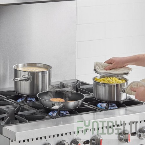 Vollrath 3820 Deluxe 6 Piece Induction Ready Stainless Steel Optio Cookware Set with 2.75 Qt., 4 Qt. Sauce Pans, and 9.5