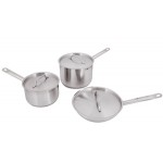 Vollrath 3820 Deluxe 6 Piece Induction Ready Stainless Steel Optio Cookware Set with 2.75 Qt., 4 Qt. Sauce Pans, and 9.5 Vollrath 3820 Deluxe 6 Piece Induction Ready Stainless Steel Optio Cookware Set with 2.75 Qt., 4 Qt. Sauce Pans, and 9.5