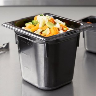 Vollrath 9066420 Super Pan® 1/6 Size Black High Heat Plastic Food Pan - 6