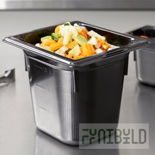 Vollrath 9066420 Super Pan® 1/6 Size Black High Heat Plastic Food Pan - 6