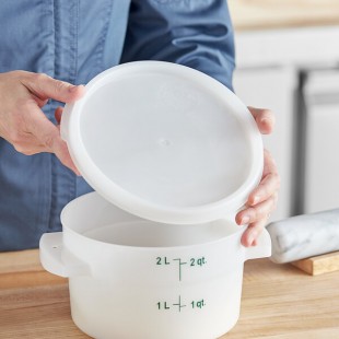 Vigor 2 and 4 Qt. White Round Polypropylene Food Storage Container Lid Vigor 2 and 4 Qt. White Round Polypropylene Food Storage Container Lid