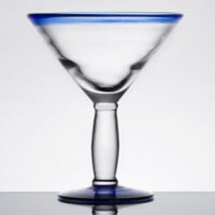 Libbey 92305 Aruba 10 oz. Customizable Martini Glass with Cobalt Blue Rim and Base - 12/Case