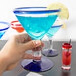 Libbey 92305 Aruba 10 oz. Customizable Martini Glass with Cobalt Blue Rim and Base - 12/Case