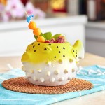 Acopa 20 oz. Yellow Ceramic Pufferfish Mug - 6/Case