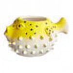 Acopa 20 oz. Yellow Ceramic Pufferfish Mug - 6/Case