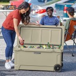 CaterGator CG100TANW Tan 110 Qt. Mobile Rotomolded Outdoor Cooler / Ice Chest CaterGator CG100TANW Tan 110 Qt. Mobile Rotomolded Outdoor Cooler / Ice Chest