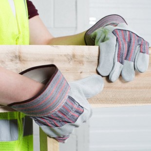 Cordova Striped Canvas Work Gloves with Shoulder Split Leather Palm Coating and 2 1/2