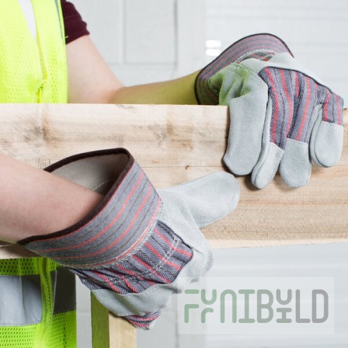 Cordova Striped Canvas Work Gloves with Shoulder Split Leather Palm Coating and 2 1/2