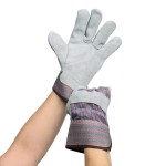 Cordova Striped Canvas Work Gloves with Shoulder Split Leather Palm Coating and 2 1/2