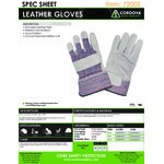 Cordova Striped Canvas Work Gloves with Shoulder Split Leather Palm Coating and 2 1/2