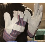 Cordova Striped Canvas Work Gloves with Shoulder Split Leather Palm Coating and 2 1/2