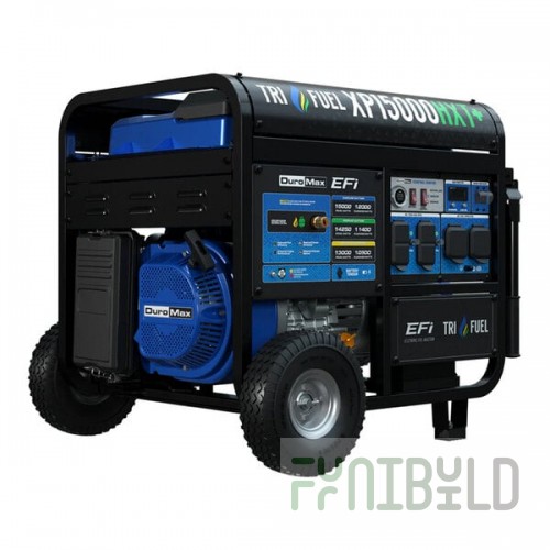 DuroMax 500 CC Tri Fuel EFI Portable Generator with CO Alert XP15000HXT+ - 15,000/12,000W, 120/240V