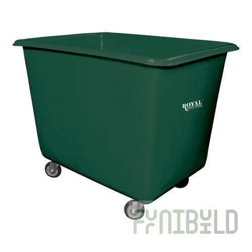 Royal Basket Trucks 10 Cu. Ft. Green Poly Truck with Steel Base and 2 Rigid / 2 Swivel Casters R08-GNX-PGC-4UNN