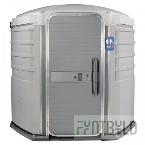 PolyJohn SA1-1007 We'll Care III Light Gray Wheelchair Accessible Portable Restroom - Assembled