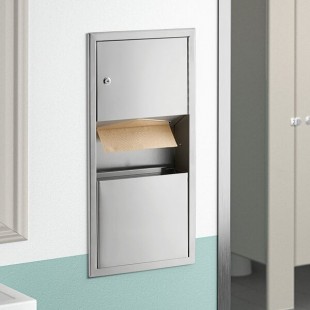 Lavex Stainless Steel C-Fold / Multifold Recessed Paper Towel Dispenser with 2 Gallon Waste Receptacle Lavex Stainless Steel C-Fold / Multifold Recessed Paper Towel Dispenser with 2 Gallon Waste Receptacle