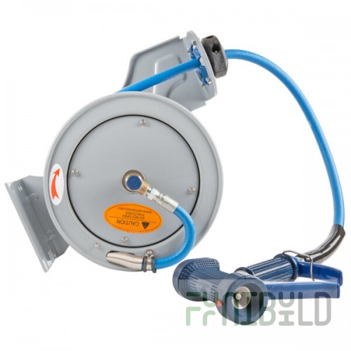 T&S B-7212-05 15' Open Epoxy Coated Steel Hose Reel with Front Trigger Water Gun