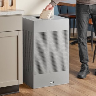 Rubbermaid® FGSC18EPLSM Silhouettes Metallic Silver Steel Designer Square Trash Can - 20 Gallon Rubbermaid® FGSC18EPLSM Silhouettes Metallic Silver Steel Designer Square Trash Can - 20 Gallon