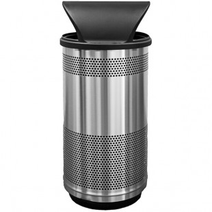 Witt Industries SC55P-01-SS-HT 55 Gallon Standard Perforated Stainless Steel Outdoor Trash Can with Hood Top Lid Witt Industries SC55P-01-SS-HT 55 Gallon Standard Perforated Stainless Steel Outdoor Trash Can with Hood Top Lid