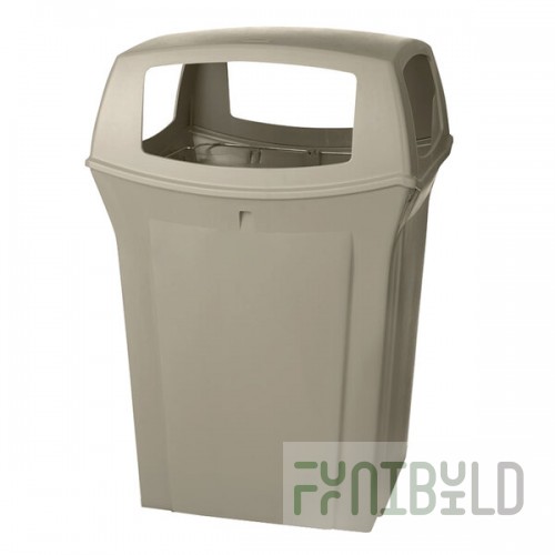 Rubbermaid® FG917388BEIG Ranger Beige Square Trash Can with 4 Openings 45 Gallon