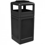 Commercial Zone 73780199 PolyTec Series Black 50 Gallon Hexagon Trash Can with Drive Thru Lid Commercial Zone 73780199 PolyTec Series Black 50 Gallon Hexagon Trash Can with Drive Thru Lid